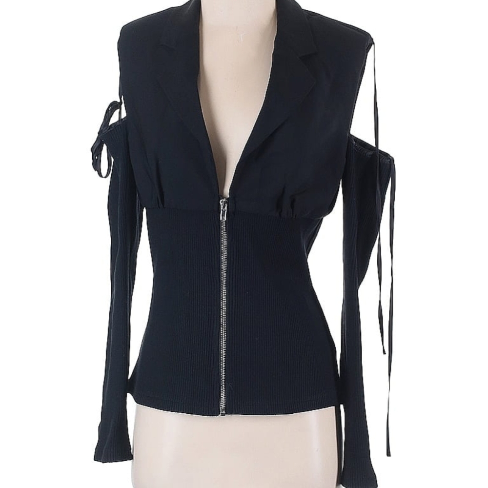 Stylish Black Cold Shoulder Blazer